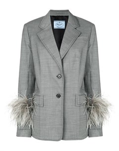 Prada пиджак с отделкой перьями на манжетах Prada