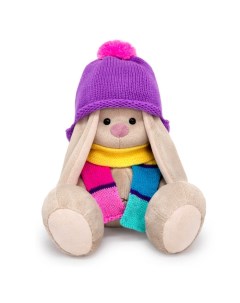 Мягкая игрушка Зайка Ми в шапке и полосатом шарфе 18 см Budi basa