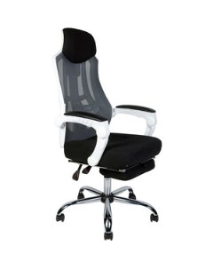Офисное кресло 007 NEW H 051 white frame black white plastic белый пластик черная ткань черная сетка Norden