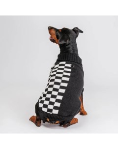 Свитер для собак 20 см черно белые шахматы Petmax
