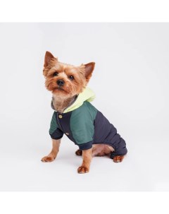 Комбинезон с капюшоном для собак S сине зеленый Petmax