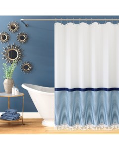 Штора для ванной Stripe White Blue 183х213 см Carnation home fashions