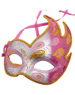 Карнавальная маска Жарптица розовый пластик глиттер с атласной лентой 16х20х7см 75232 Феникс-презент