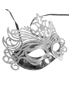 Маскарадная маска Праздник серебро из полипропилен с лентой 22x8 5x13 5см 87051 Феникс-презент