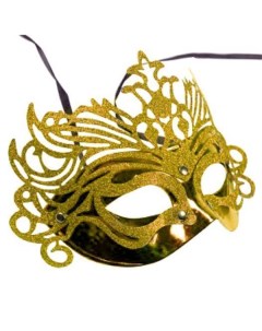 Маскарадная маска Праздник золото полипропилен с лентой 22x8 5x13 5см 87052 Феникс-презент