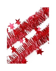 Новогодняя мишура Красные звезды ПЭТ 5х200см Феникс-презент