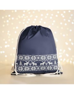 Мешок рюкзак новогодний на шнурке цвет синий Nobrand