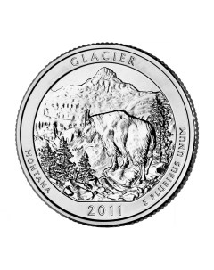 Памятная монета 25 центов квотер Национальные парки Глейшер США 2011 г в без обр Nobrand
