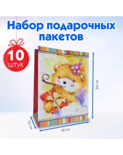 Подарочные пакеты Secrets Lan Медвежонок с подарком Набор 10 шт Секреты лан