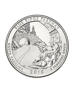 Пам монета 25 центов квотер Национальные парки Автомагистраль Блу Ридж США 2015 г в б Nobrand