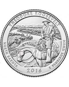 Пам монета 25 центов квотер Национальные парки парк Теодора Рузвельта США 2016 г в бе Nobrand