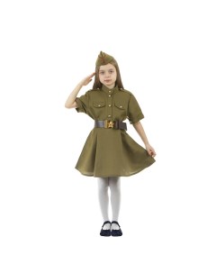 Карнавальный костюм военного платье с коротким рукавом пилотка р 42 рост 158 164 см Страна карнавалия
