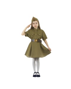 Карнавальный костюм военного платье с коротким рукавом пилотка р р 38 рост 146 152 см Страна карнавалия