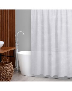 Штора для ванной комнаты 180 180 см 12 колец 3d эффект peva цвет белый Nobrand