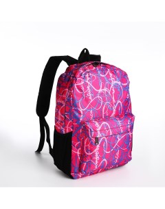 Рюкзак школьный из текстиля на молнии 3 кармана цвет розовый Nobrand