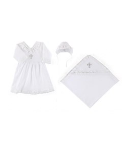Крестильный набор для девочки пеленка платье чепчик Наша мама