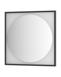 Зеркало с LED подсветкой без выключателя 18 W нейтральный белый свет черная рама 80x80 см Defesto