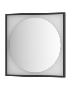 Зеркало с LED подсветкой без выключателя 15 W теплый белый свет черная рама 70x70 см Defesto