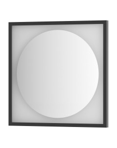 Зеркало с LED подсветкой без выключателя 12 W теплый белый свет черная рама 60x60 см Defesto