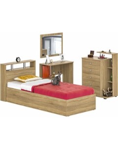 Комплект мебели Камелия спальня 7 кровать 90х200 косметический стол с зеркалом комод дуб сонома 1024 Свк