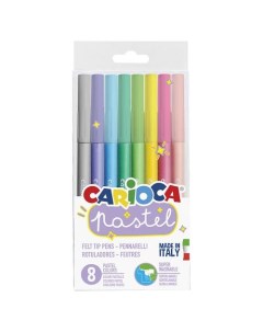 Фломастеры Pastel смываемые 8 цв пвх с европодвесом Carioca