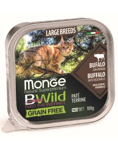 Bwild Cat Grain free консервы для кошек Буйвол с овощами 100 г Monge