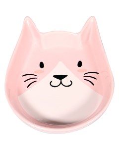 Миска керамическая мордочка кошки с острыми ушками 250 мл Розовая Mr.kranch