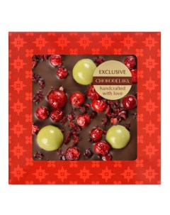 Шоколад Брусника и вишня темный с украшением в блистере 35 г Chokodelika