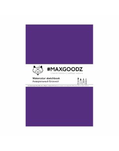 Скетчбук для акварели Aquarellebook Light 18х27 см 12 л 300 г хлопок Фиолетовый Maxgoodz