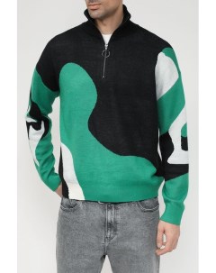 Пуловер с воротником на молнии и принтом Colorplay