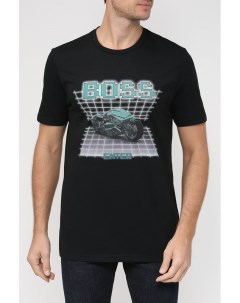 Хлопковая футболка с принтом Boss