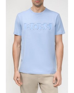 Хлопковая футболка с тисненым логотипом бренда Boss