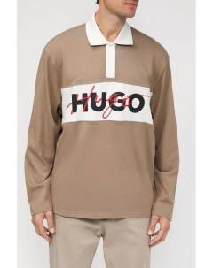 Хлопковое поло с длинным рукавом и логотипом бренда Hugo