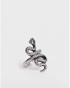 Серебристое кольцо с дизайном в виде змеи Sacred hawk