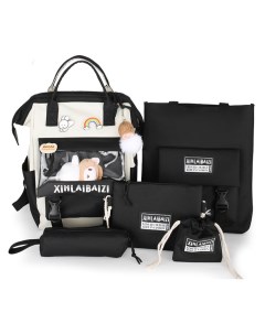 Рюкзак школьный для девочки 5 в 1 Корейский стиль черный Rafl russia