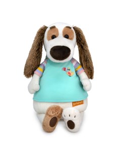 Мягкая игрушка Собака Бартоломей в футболке с туканом 27 см Budi basa