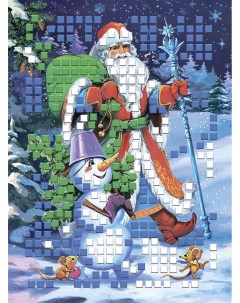 Набор для творчества Мозаика мягкая Дед Мороз и снеговик А5 Рыжий кот