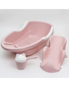 Набор для купания детский ванночка 86 см горка ковш лейка цвет розовый Nobrand