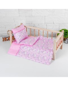 Постельное бельё для кукол Единорожки на розовом простынь одеяло подушка Nobrand