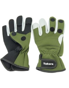 Перчатки Takara 3 откр пальца р р XL неопрен цв Серо Зелёный QL ST5 Nobrand