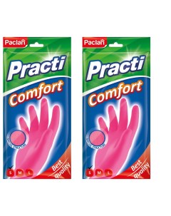 Комплект Перчатки резиновые Comfort S розовые 1 пара х 2 упак Paclan