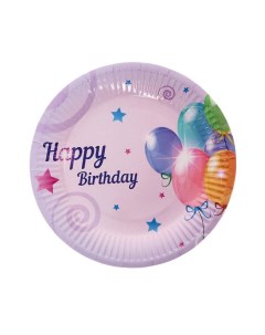 Тарелка бумажная С Днём Рождения шарики набор 6 шт Страна карнавалия