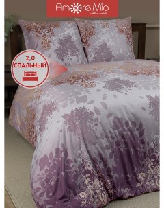 Комплект постельного белья Мако сатин 2 спальный микрофибра фиолетовый Amore mio