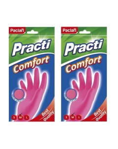 Комплект Перчатки резиновые Comfort M розовые 1 пара х 2 упак Paclan