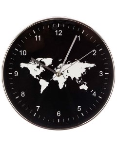 Часы 220 394 НАСТЕННЫЕ КВАРЦЕВЫЕ WORLD MAP 30 СМ ЦИФЕРБЛАТ 29 СМ ЦВЕТ ЧЕРНЫЙ Lefard