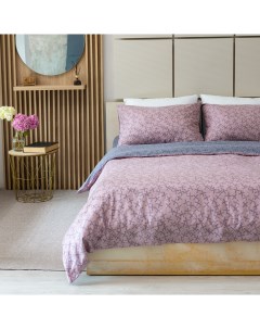 Комплект постельного белья 2 спальный розовый с серым Respect