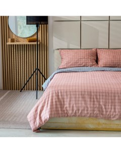 Комплект постельного белья 2 спальный розовый с серым Respect