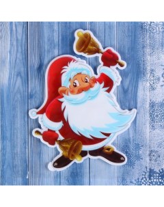 Наклейка на стекло Дед Мороз с колокольчиками 13 5х17 5 см красный 2 шт Зимнее волшебство