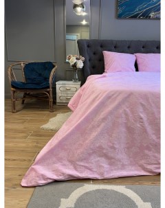 Комплект постельного белья Жаккард розовый 2 с евро простыней поплин Ktex