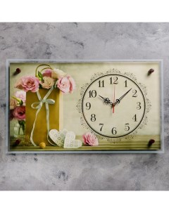 Часы настенные серия Цветы Цветочки в пакетике плавный ход 35 х 60 см Рубин